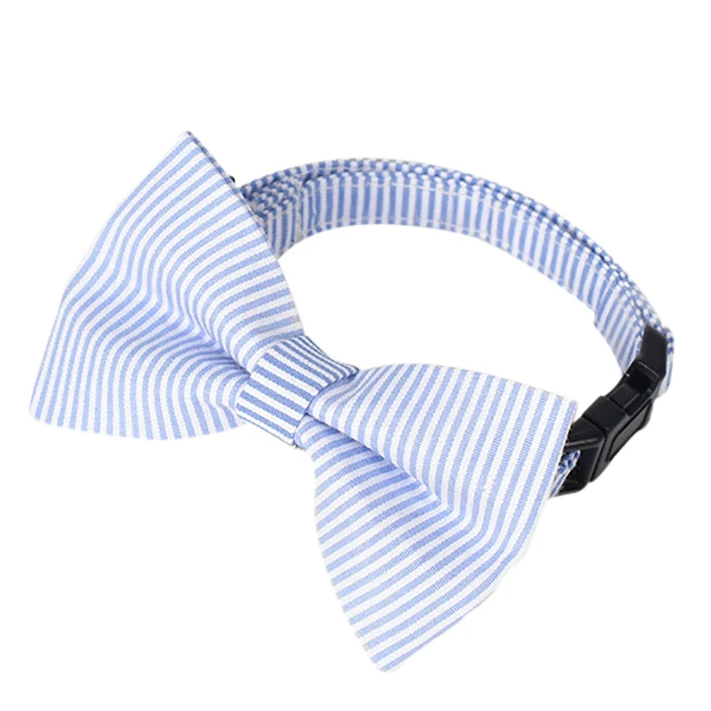 Ошейник для щенка, кошки, шармы, галстуки-бабочки, регулируемое Полосатое ожерелье, домашнее животное, наряды для свадебной вечеринки - Цвет: L