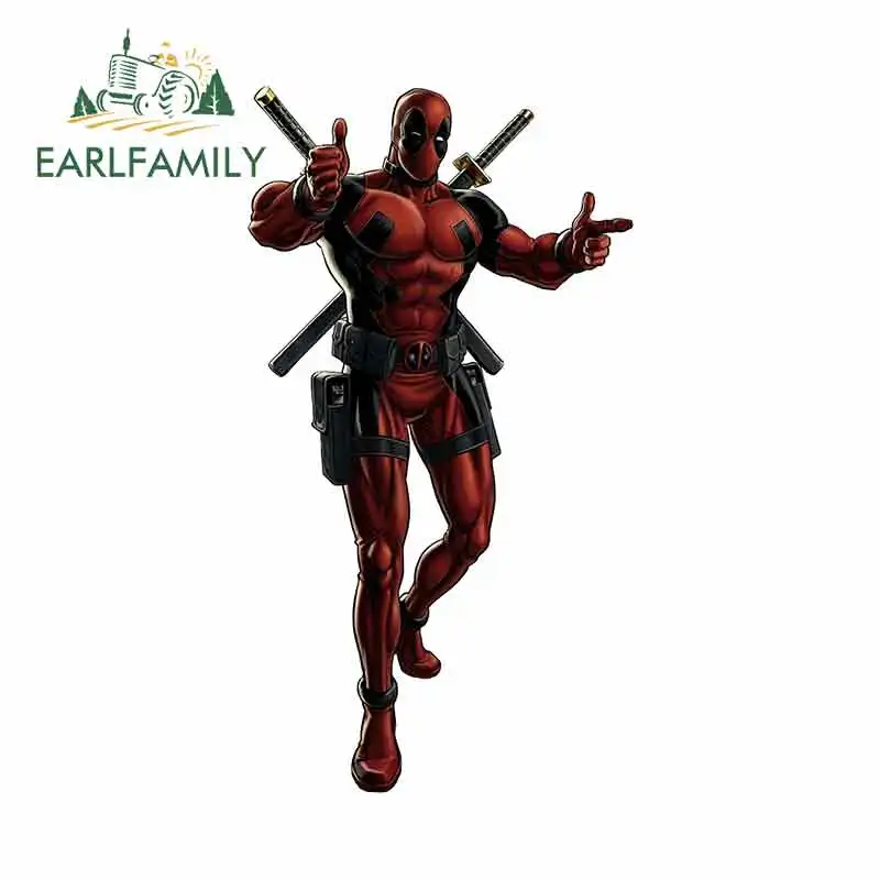 

EARLFAMILY 13cm x 7.1cm for Deadpool Finger Guns Marvel Car Stickers Anime RV VAN 3D DIY Fine Decal JDM Vinyl Wrap Accessories