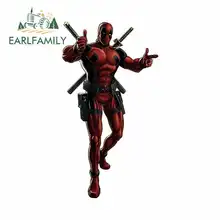 EARLFAMILY 13cm x 7.1cm for Deadpool Finger Guns Marvel Car Stickers Anime RV VAN 3D DIY Fine Decal JDM Vinyl Wrap Accessories