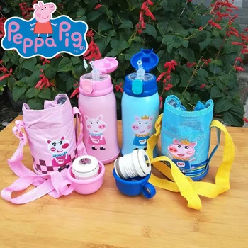 

Peppa Pig Brushing Cup Mouthwash Cups Cute Cartoon Children Stainless-steel Mugs Straw Drinking Cup For Kids Outdoor Travel Cups