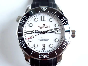 

Luxury Brand New Men Automatic Mechanical Watch Black Rubber Canvas James Bond 007 Ceramic Professional Sapphire Black White