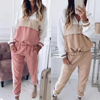 

Ankle Length Pants Casual Women' s Sports Suit Female Tracksuit Autumn Winter Sportswear Spliced Hoodies Sweatshirt