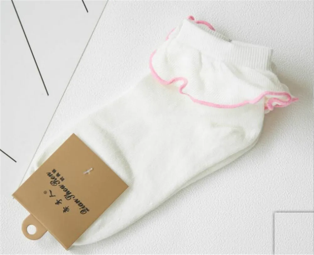 white and pink Лолита японская Девичья милая женщина короткие разноцветные носки хлопок носки B423 - Цвет: white and pink