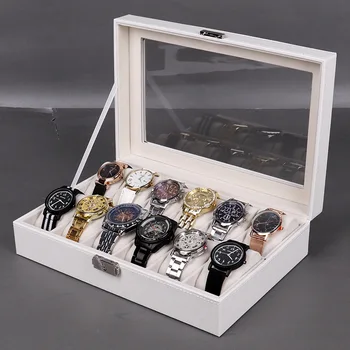 

12 slots fashion men home dark red color watch box top quality watch organizer watch storage box 0905-15