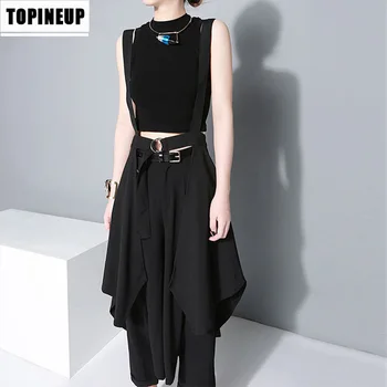 

Women Ladies Full/Ankle Length Elastic Retro Maxi Chiffon Long Suspenders Skirt Black solid color new fashion Skirt