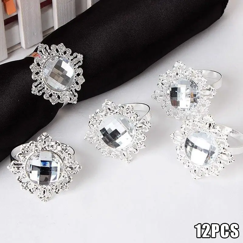 Napkin Ring 12pcs Rings Holder Diamond Designed Napkin Ring 12pcs Rings