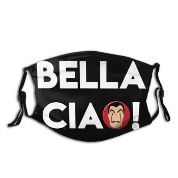 

Bella Ciao Adult Non-Disposable Mouth Face Mask Money Heist Anti Haze Dustproof Cover Respirator Muffle Mask with Filters
