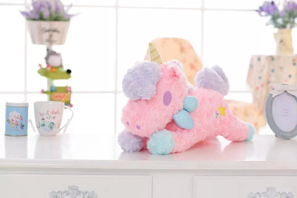 Креативный розовый бархат животное чучело плюшевая игрушка единорог кукла пони ткань Накачка декоративный, плюшевый игрушка креативный подарок