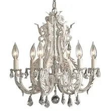 Винтажный Кристальный подсвечник 6 световых антикварных белых люстр светильник для спальни столовой гостиной Ретро подвесные светильники В индустриальном стиле