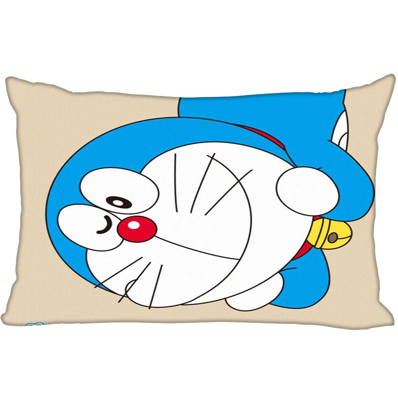 Горячие Doraemon печатных атласные Наволочки две стороны Стандартный шелк мягкий прямоугольник на молнии наволочка больше размер логотип