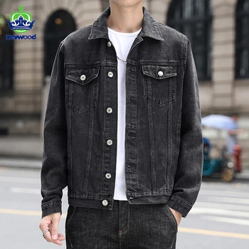 Jeywood Brand Autumn Winter Cotton Casual Denim Jacket Trendy Blue Black Coat Cowboy Male Korean Clothing Plus Size M-5XL 1