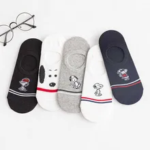 Простые женские короткие носки с Snoopy из мультфильма; удобные хлопковые короткие Дышащие носки с закрытым носком; нескользящие чулочно-носочные изделия
