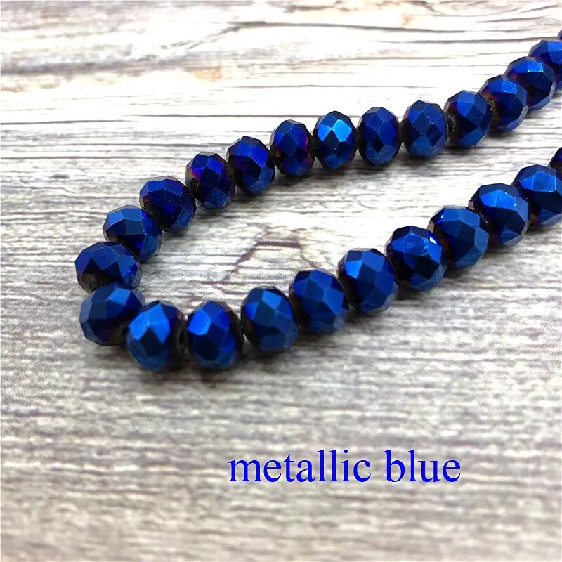metallic blue 1 прядь, цветные хрустальные бусины Rondelle, граненые стеклянные бусины, маленькие бусины для самостоятельного изготовления ювелирных изделий, аксессуары для ювелирных изделий - Цвет: metallic blue