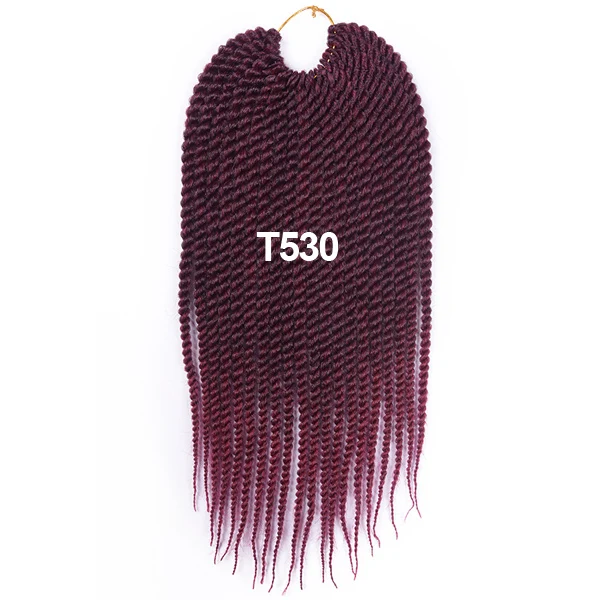 T1B/530 TOMO, 1" 14" 1" 18" 2" 22" 22 корня, синтетические Сенегальские скрученные волосы, вязанные крючком косички, вязанные волосы для наращивания, Омбре, красная косичка - Цвет: T1B/530