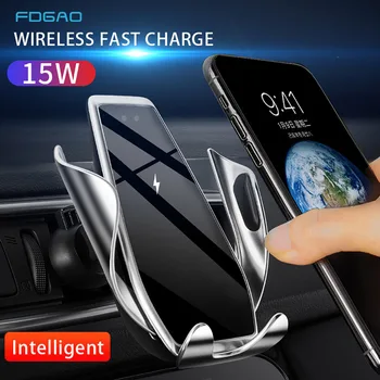 自動クランプチーワイヤレス車の充電器マウント赤外線センサー高速充電 Iphone 8 × XR XS 11 サムスン s20 S9 S8
