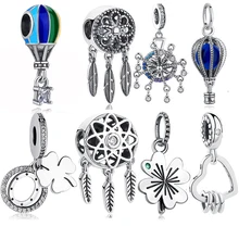 Аутентичные бусины из стерлингового серебра 925 Подвески подходят к оригинальному Пандоре браслет DIY семейное дерево Клевер сердце бусины Изготовление ювелирных изделий