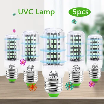

5pcs UVC Lamp Sterilizer E27 UV Disinfection Light 112leds Corn Bulb E14 GU10 Ultraviolet Sterilizer UV Germicidal Lamp 110 220V