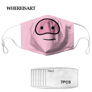 

WHEREISART Mask with 7 Filters Funny Pig Nose Pattern Pink Women/Men/Kids Face Mask Breathbale Breathable Mouth Cover Face Mask