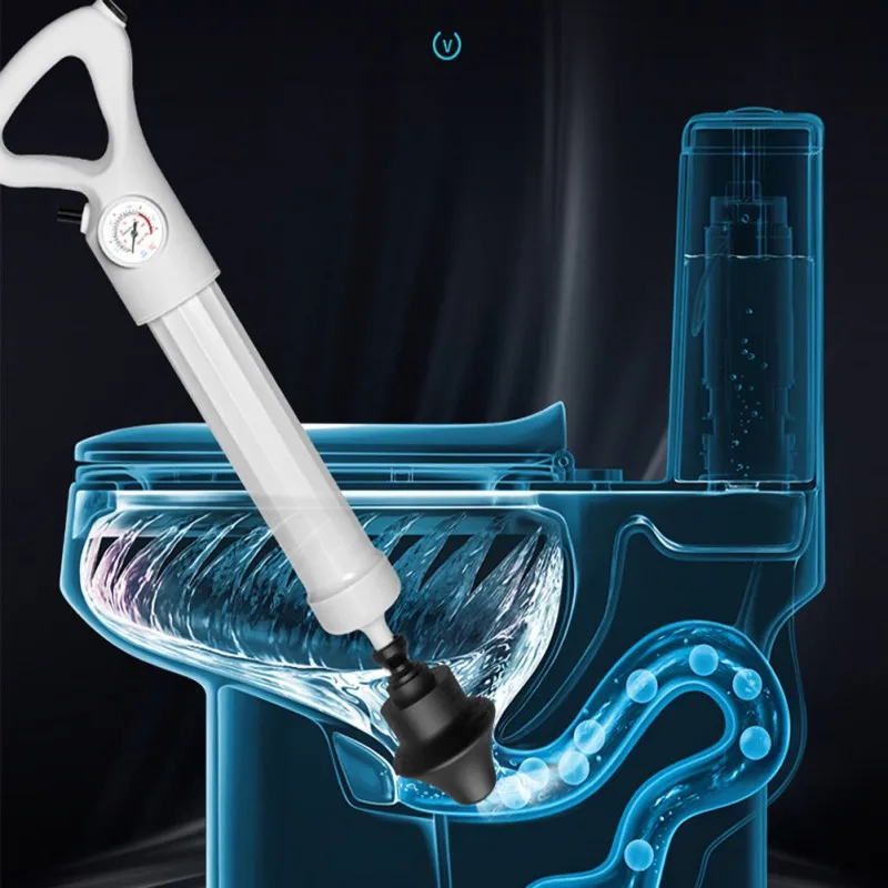 Powerful Toilet Flask Auger Cleaner High Pressure Air Drain Blaster Gun Drain Clog Dredge Tools For Bathroom Kitchen Sink