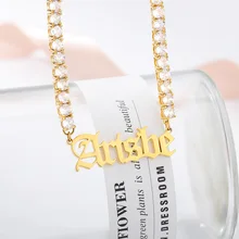 Personalized Stainless Steel Name Necklace 4mm CZ Tennis Chain Customized Name Letter Necklace For Women Gifts For The New Year