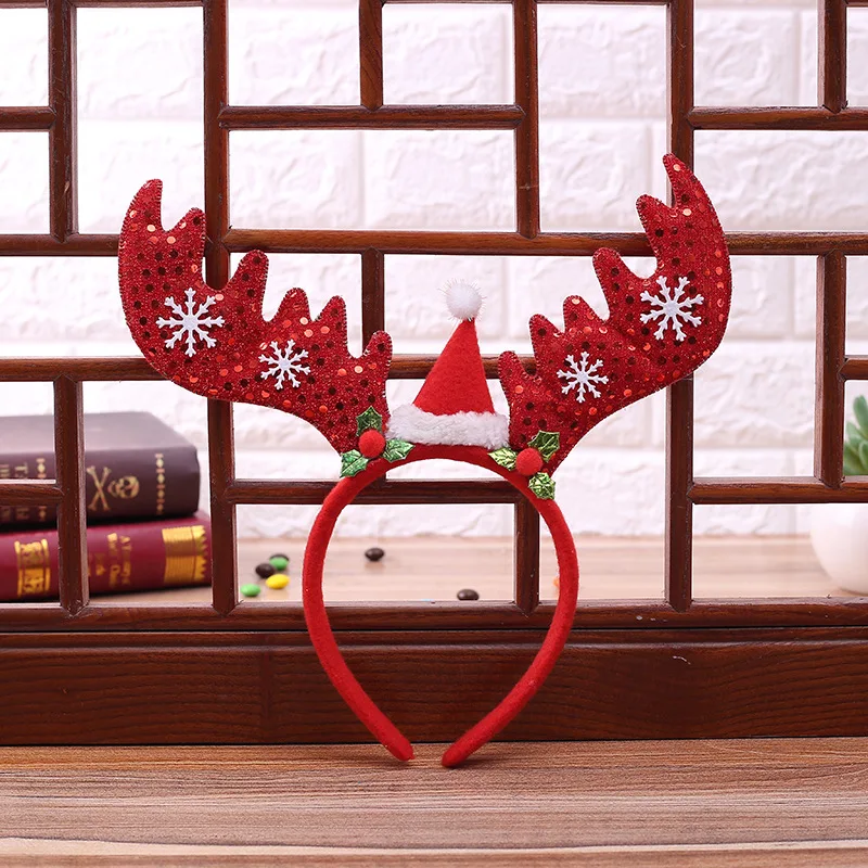 style17-44-red2 Kerst decoratie обруч с оленьими рогами лося Санта дерево головные уборы рождественские украшения для детей взрослых год подарок натальный Noel Navidad - Цвет: style17-44-red2