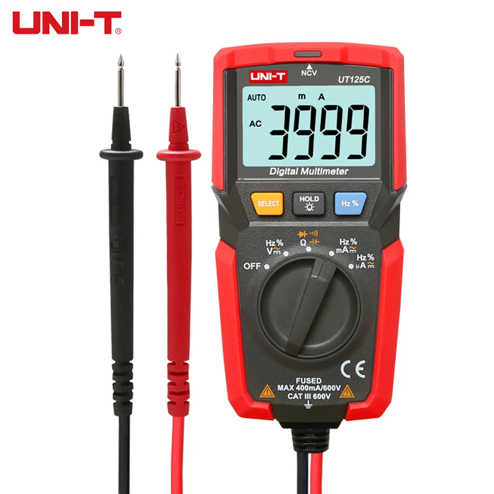 UNI T UT125C мини цифровой мультиметр сопротивление емкости Частотный тестер защита