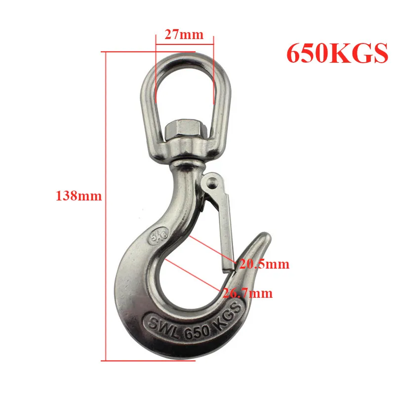 5/1" шарнирного соединения глаз подъемный крюк Американский Тип морской Heavy Duty карабин 304 Нержавеющая сталь 650 кг дюйма предел нагрузки, комплект из 2 предметов