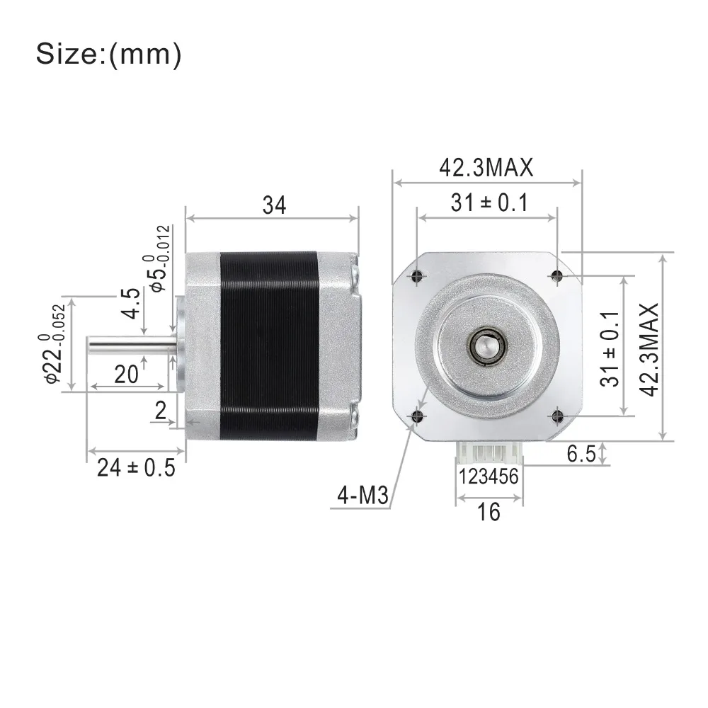 Proster 2 шт. шаговый двигатель для 0K12STH34-1504AC удерживающий крутящий момент 16-56Ncm для DIY принтера робота 42x42 мм