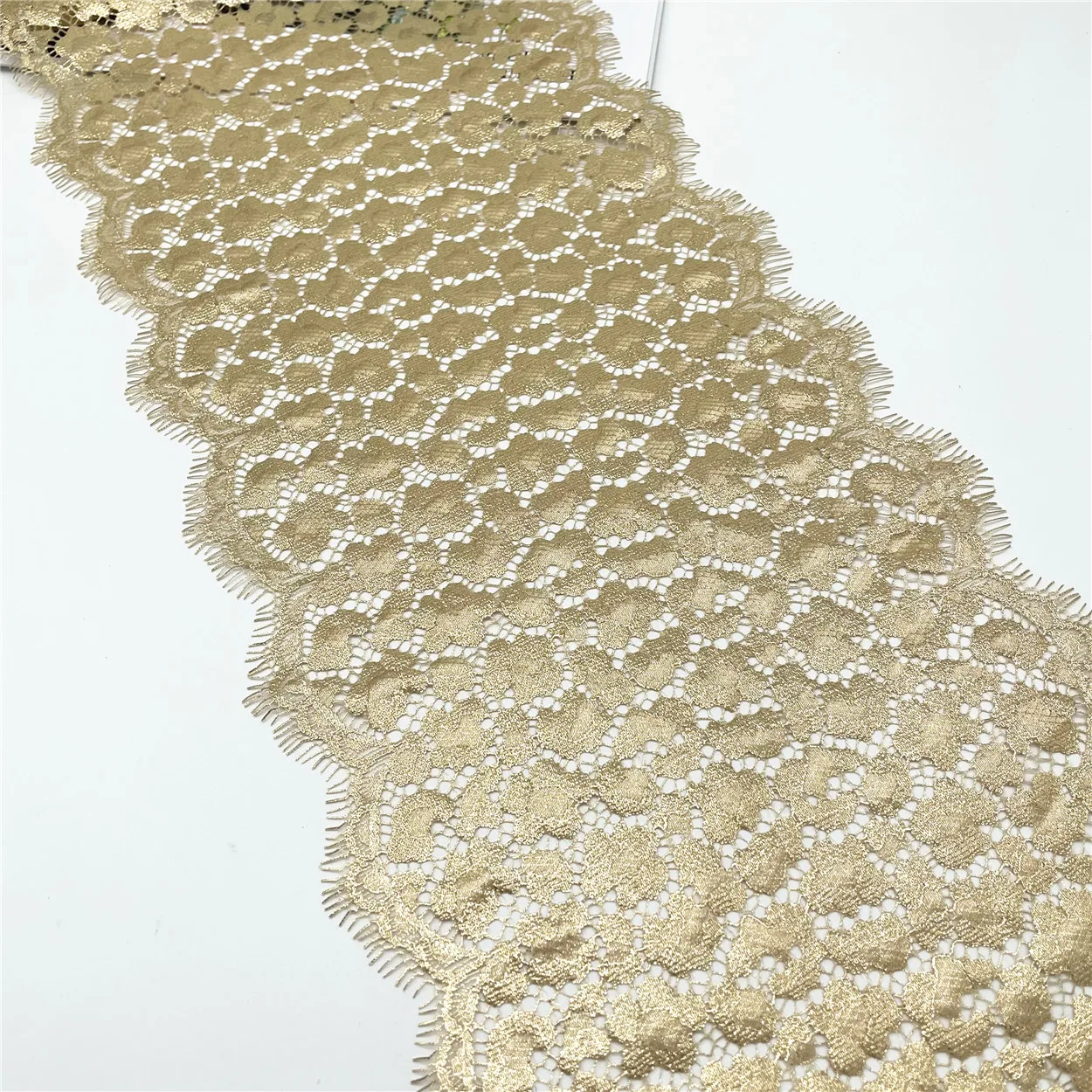 3y/lot 21cm Shiny Non-Elastic Eyelash Lace Trim Sparkle Foil 4