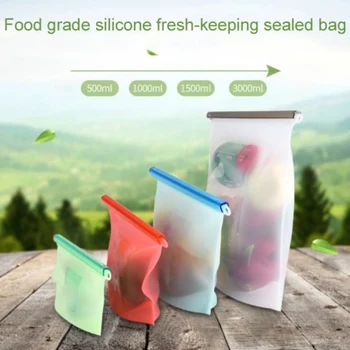 

4/7pcs Reusable Food Grade Organic Silicone Fresh-keeping Sealed Storage Bag Kitchen Sealing Refrigerator Bags Fruit Kitchen Org