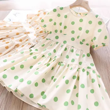 

2020 Summer Girls Printed Polka Dot Backless Dress Children's Clothing Wholesale