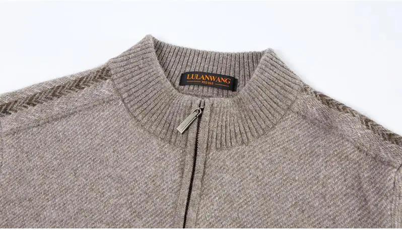New High Quality Heating Sweater With Pure Cashmere Semi High Zipper Collar Wool Knitted Sweaters Winter Plus Size XS-5XL