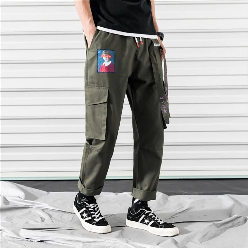 Overalls Men's Trendy Brand Ins Wide-leg Pants Loose Spring Pants Japanese Style Chic Straight Men's Pink Pants Mens Sweatpants slim fit cargo pants