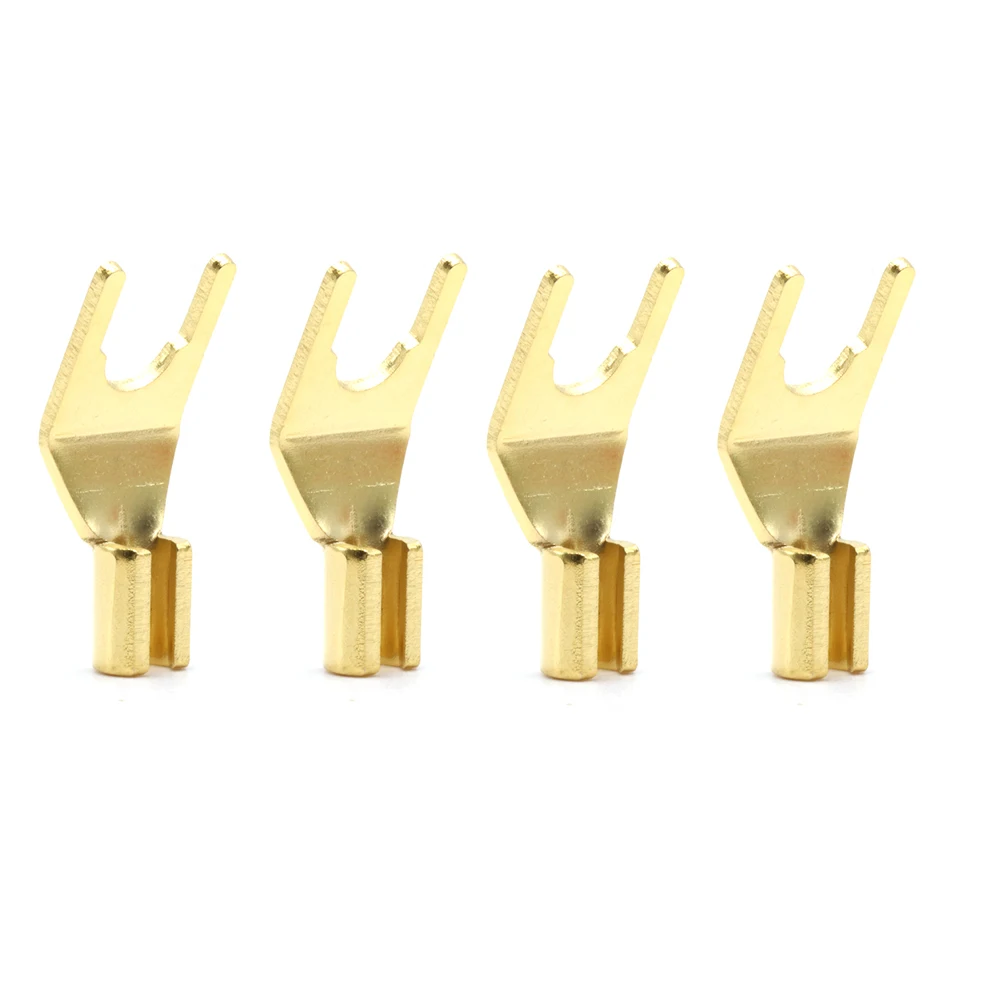 100pcsx Brass Gold Plated Speaker Cable Y Spade
