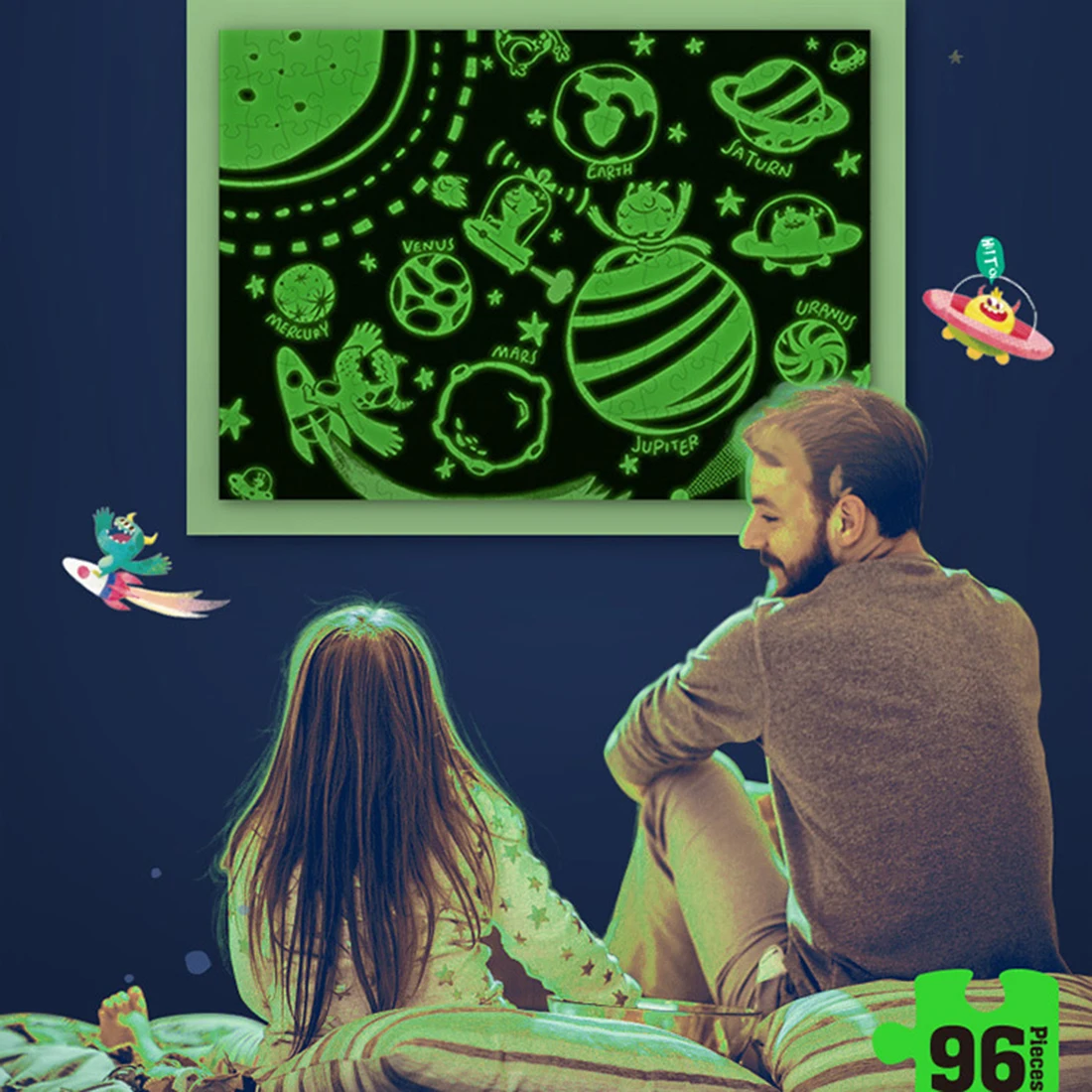 96 шт. Пазлы для детей креативный Мультфильм светящийся пазл ранняя развивающая игрушка-головоломка для детей-Транспорт животных/планета монстров