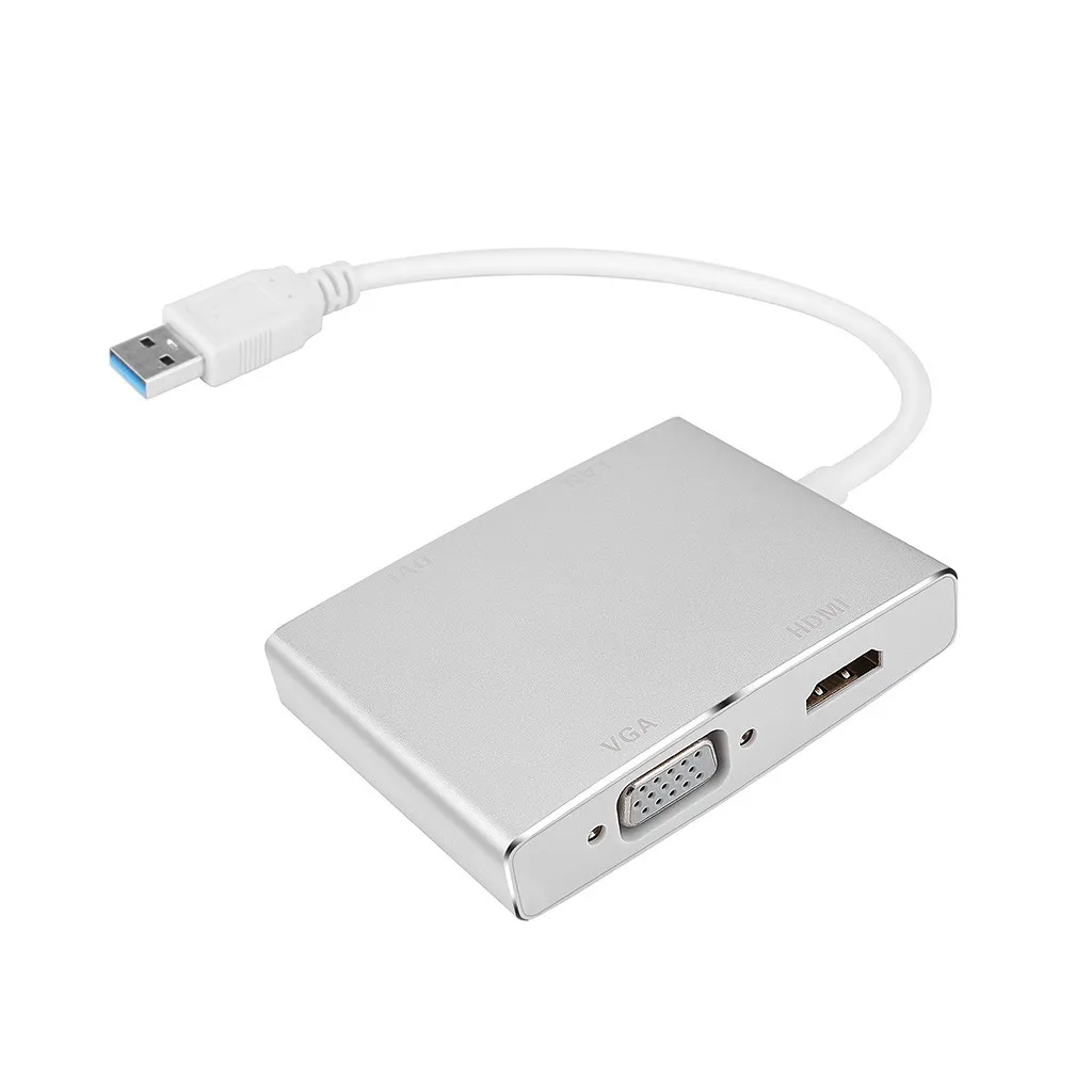 USB 3.0 Прямая поставка Высокое качество USB 3,0 к DVI VGA HDMI HD LAN Ethernet RJ45 гигабит 4 в 1 конвертер адаптер Лидер продаж#1031 - Цвет: USB 3.0
