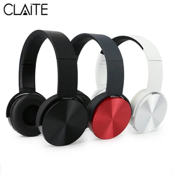 

CLAITE Foldable Wireless bluetooth Headset Denoise Heavy Bass Stereo Headphone Button Control with Mic Support 3.5mm Audio Jack