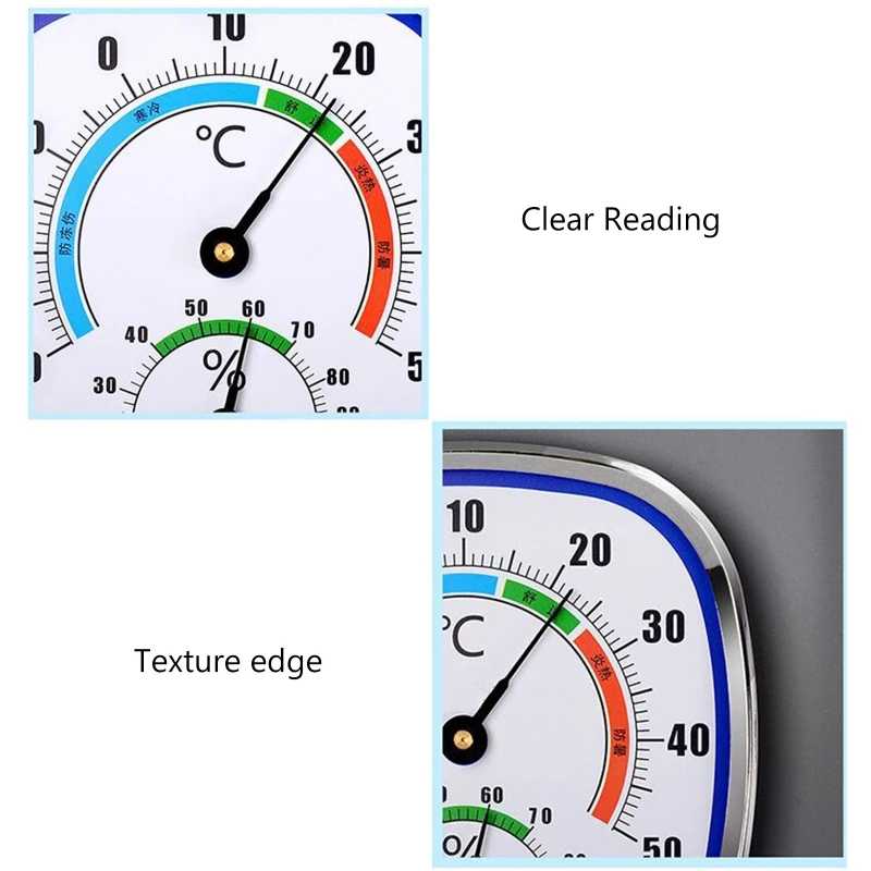 Analog Indoor/Outdoor Thermometer and Hygrometer with Stand - Battery-Free Humidity and Temperature Monitor