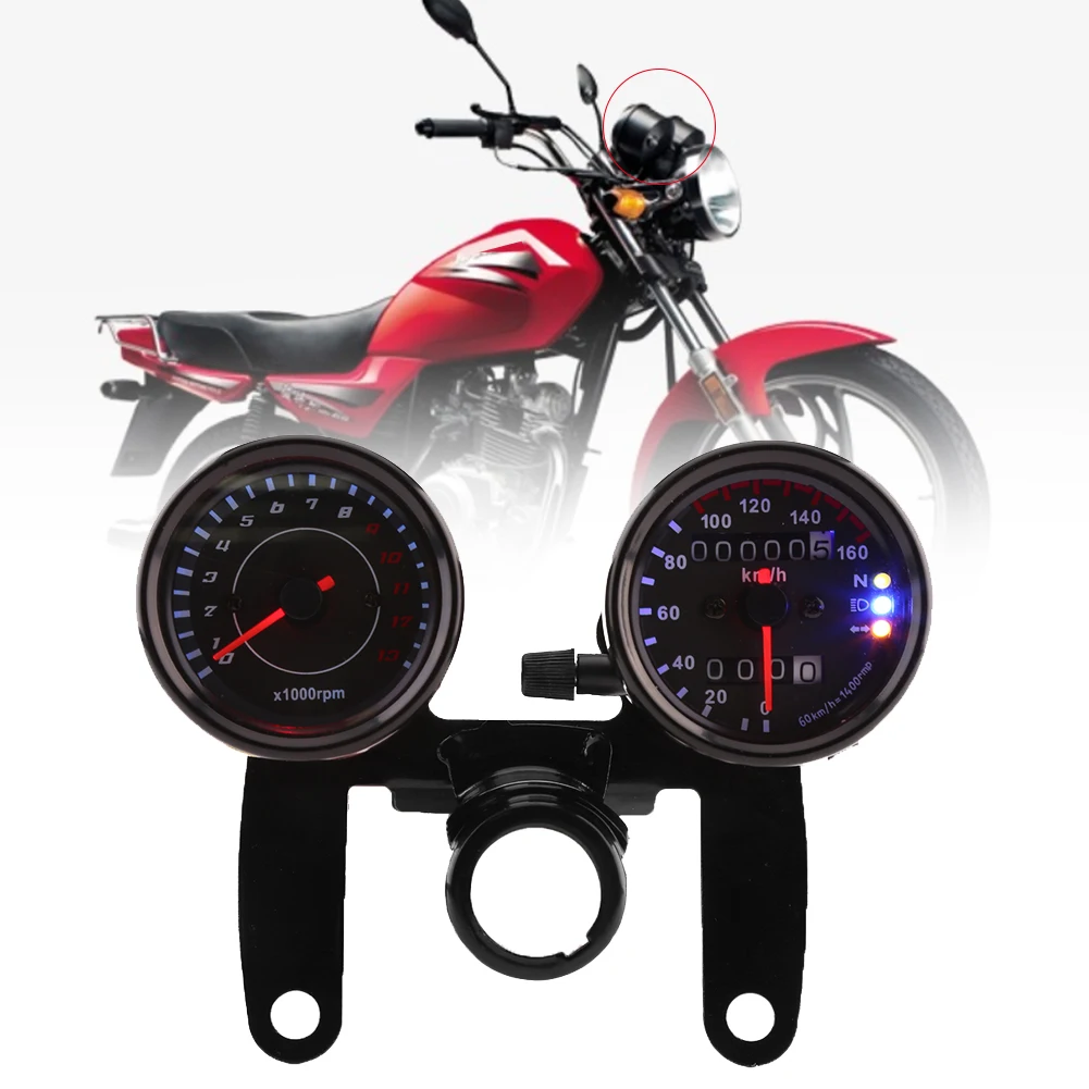 12V мотоциклов ATV 0-13000 RPM Тахометр металлический Пластик Спидометр двойной Дисплей одометр датчик корпус из нержавеющей стали