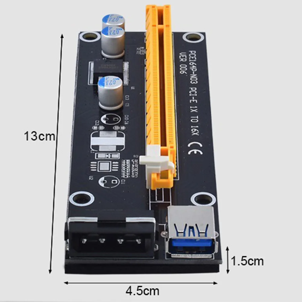 0,6 м USB0.3 практичный полезный PCI-Express 1X до 16X длинный удлинитель Черный адаптер кабель питания