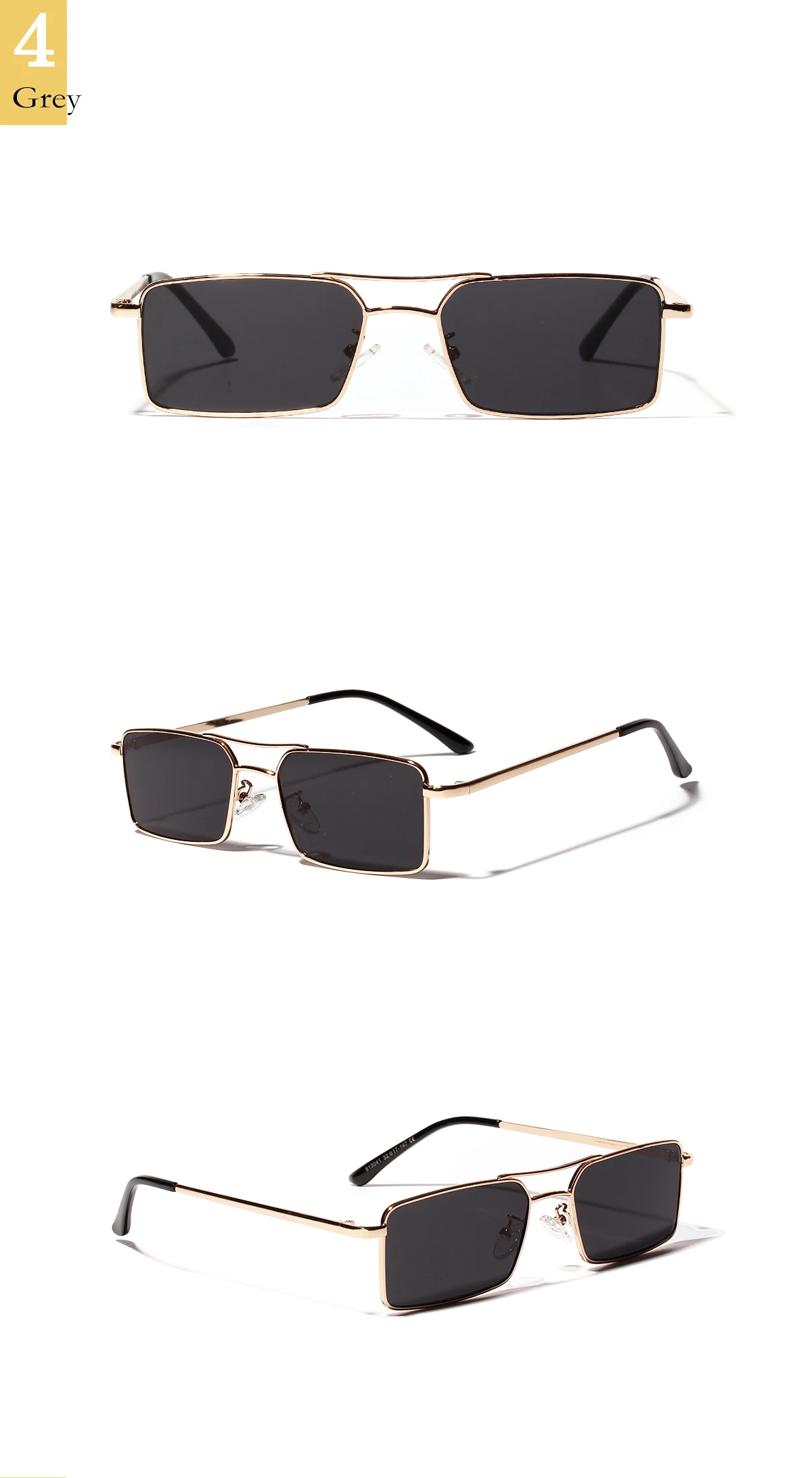 New sunglasses double beam small Metal frame square sunglasses