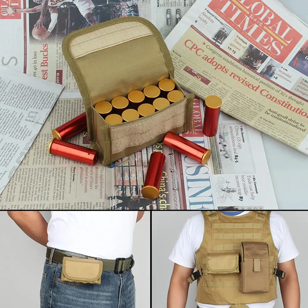 Тактический 10 патронов Shotshell перезаряжаемый держатель Molle мешочек для 12 калибра/20G журнал заряд, Круглый картридж держатель тактический Чехол