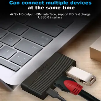 

Durable Type-C HUB Delicate Design 3 in 1 USB C HUB Splitter Dock USB 3.0 4K Video HDMI PD Quick Charging Adapter