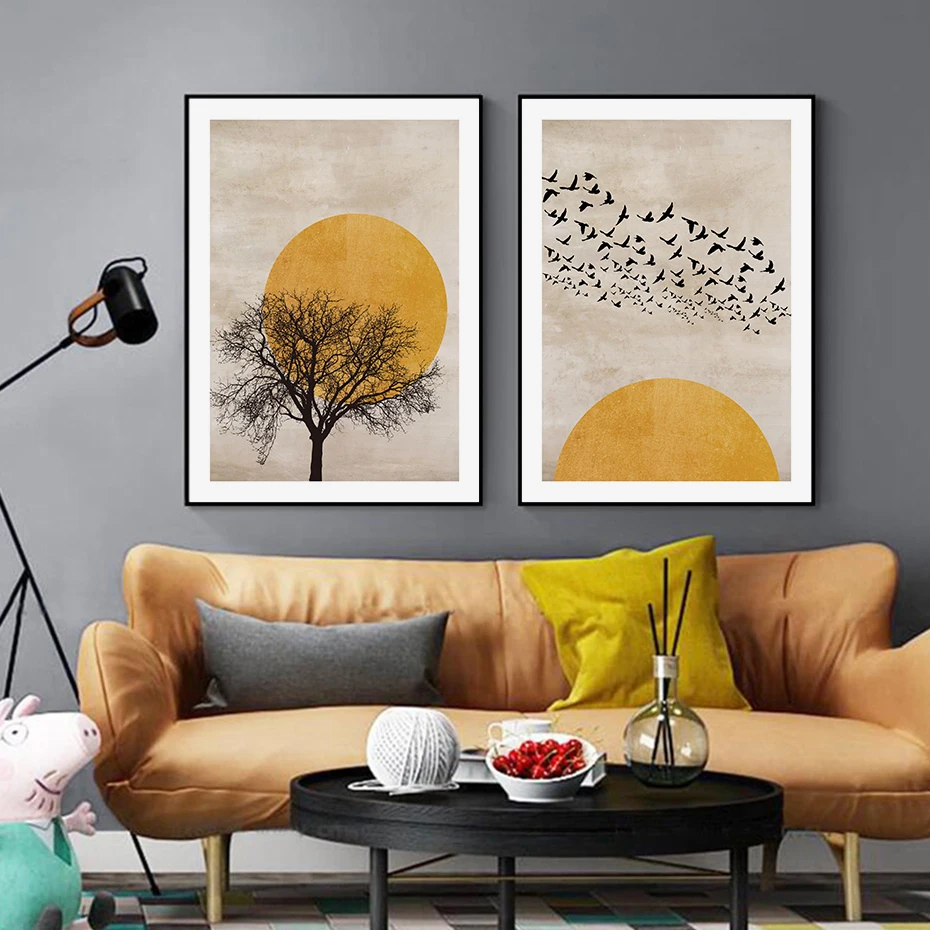 Sun-Silhouette-Scandinavian-Design-Burnt-Orange-Canvas-Painting-Wall-Art-Posters-and-Prints-Picture-for-Living (2)