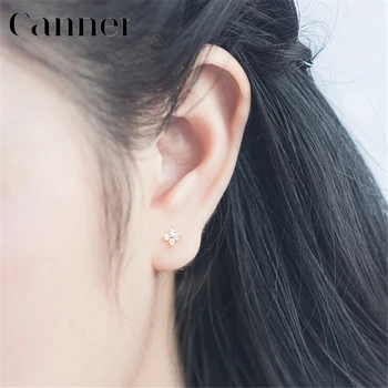 

Korean Small Fresh Crystal Zircon Stud Earrings for Girl 925 Sterling Silver Flower Earrings four-leaf Lucky Earrings Jewelry