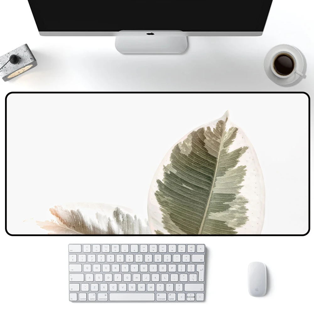 

Green leaf white Mouse Pad Large Solid Color Pads MousePad 900x400mm Gamer Accessories office desk mats Computer mat for desktop