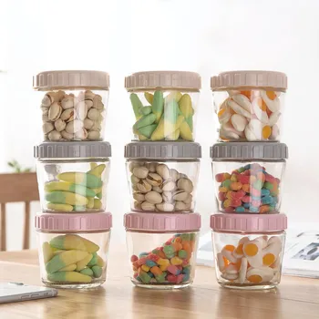 

3PCS Glass Food Storage Container Stackable Glass Sealed Jar Kitchen Transparent Sealed Cans Candy Grains Storage Tank Box