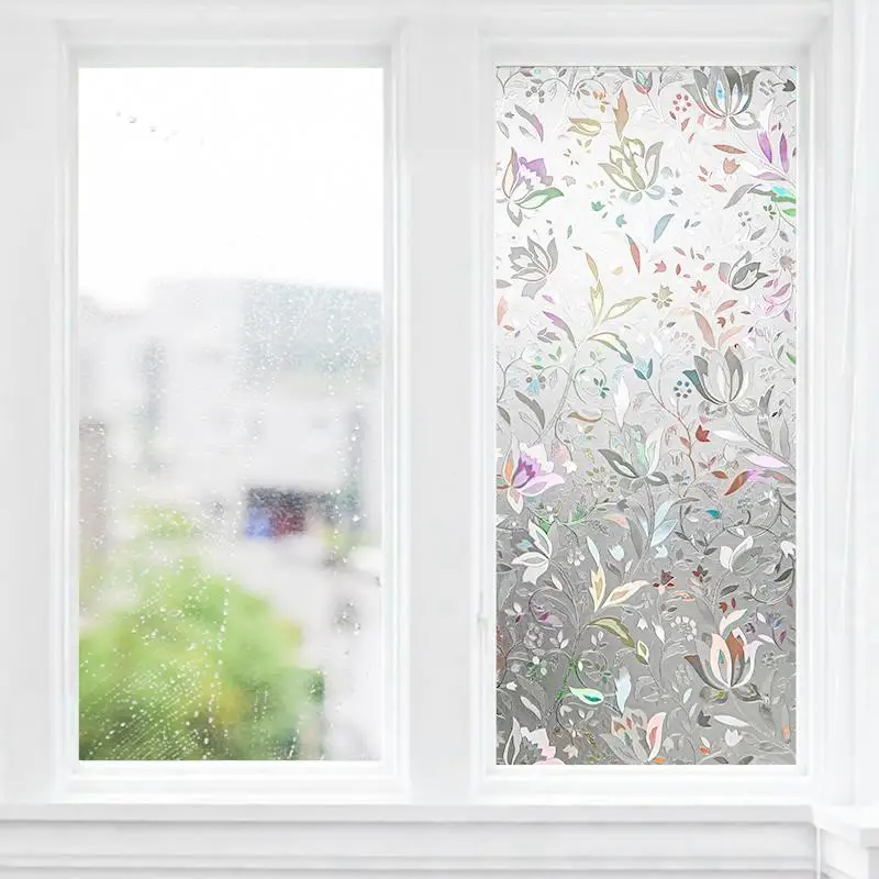 Window Film Electrostatic Adsorption Colorful Tulip Self Adhesive Film Window Sticker for Glass Privacy Anti Look