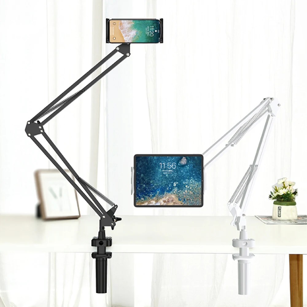 

Universal for 4 to 12.9 inch Tablet & Cell Phone Mount Lazy Holder Adjustable Long Arm Clamp, Flexible Tablet Bracket for iPad