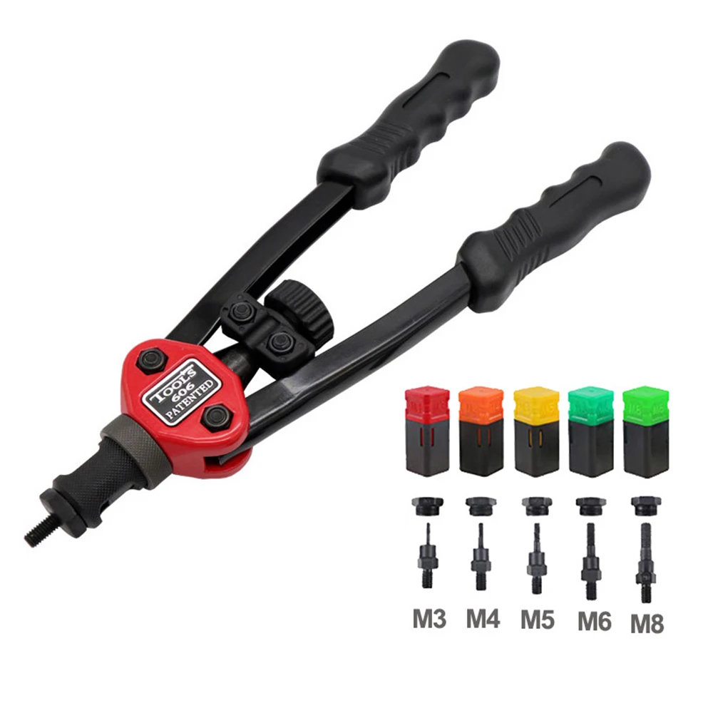 Manual Rivet Gun Kit Hand Rivet Tool Rivet Nut Setting Tool Nut Setter Hand Riveter with Mandrels M3/M4/M5/M6 Riveter Gun Tool 2